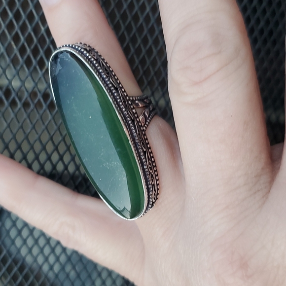 New Oversized Nephrite Jade 925 Silver Ring. - Picture 10 of 16